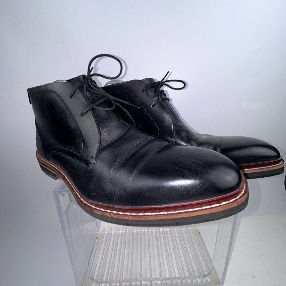 Ted Baker Crint Leather Chukka Boot Black Red Stitching Size EU45, US 12 - Picture 4 of 16